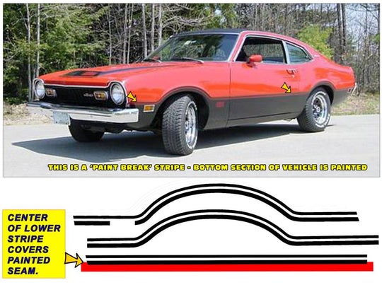 1973 FORD MAVERICK SIDE AND TRUNK STRIPE KIT